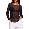 image:imageWIHOLL Lace Tops for Women Mesh Leopard Shirt Fashion Clothing Fall OutfitsBlack