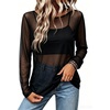 image:imageWIHOLL Lace Tops for Women Mesh Leopard Shirt Fashion Clothing Fall OutfitsBlack