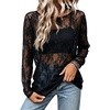 image:imageWIHOLL Lace Tops for Women Mesh Leopard Shirt Fashion Clothing Fall OutfitsBlack Lace