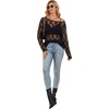 image:imageWIHOLL Lace Tops for Women Mesh Leopard Shirt Fashion Clothing Fall OutfitsBlack Lace