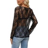 image:imageWIHOLL Lace Tops for Women Mesh Leopard Shirt Fashion Clothing Fall OutfitsBlack Lace