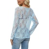 image:imageWIHOLL Lace Tops for Women Mesh Leopard Shirt Fashion Clothing Fall OutfitsBlue