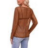 image:imageWIHOLL Lace Tops for Women Mesh Leopard Shirt Fashion Clothing Fall OutfitsBrown