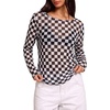 image:imageWIHOLL Lace Tops for Women Mesh Leopard Shirt Fashion Clothing Fall OutfitsCheckered