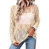 image:imageWIHOLL Lace Tops for Women Mesh Leopard Shirt Fashion Clothing Fall OutfitsCream