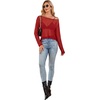 image:imageWIHOLL Lace Tops for Women Mesh Leopard Shirt Fashion Clothing Fall OutfitsRed