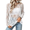 image:imageWIHOLL Lace Tops for Women Mesh Leopard Shirt Fashion Clothing Fall OutfitsWhite Lace