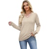 image:imageWIHOLL Lightweight Sweaters for Women Long Sleeve V Neck Knit Outfits with Decorative ButtonsBeige