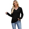 image:imageWIHOLL Lightweight Sweaters for Women Long Sleeve V Neck Knit Outfits with Decorative ButtonsBlack