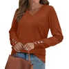 image:imageWIHOLL Lightweight Sweaters for Women Long Sleeve V Neck Knit Outfits with Decorative ButtonsCaramel