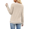 image:imageWIHOLL Lightweight Sweaters for Women Long Sleeve V Neck Knit Outfits with Decorative ButtonsColor Block Beige