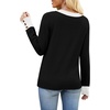 image:imageWIHOLL Lightweight Sweaters for Women Long Sleeve V Neck Knit Outfits with Decorative ButtonsColor Block Black 02