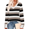 image:imageWIHOLL Lightweight Sweaters for Women Long Sleeve V Neck Knit Outfits with Decorative ButtonsColor Block Black 03