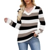 image:imageWIHOLL Lightweight Sweaters for Women Long Sleeve V Neck Knit Outfits with Decorative ButtonsColor Block Black 03