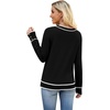 image:imageWIHOLL Lightweight Sweaters for Women Long Sleeve V Neck Knit Outfits with Decorative ButtonsColor Block Black