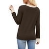 image:imageWIHOLL Lightweight Sweaters for Women Long Sleeve V Neck Knit Outfits with Decorative ButtonsColor Block Brown 01