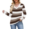 image:imageWIHOLL Lightweight Sweaters for Women Long Sleeve V Neck Knit Outfits with Decorative ButtonsColor Block Brown 02