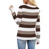 image:imageWIHOLL Lightweight Sweaters for Women Long Sleeve V Neck Knit Outfits with Decorative ButtonsColor Block Brown 02