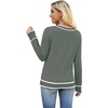 image:imageWIHOLL Lightweight Sweaters for Women Long Sleeve V Neck Knit Outfits with Decorative ButtonsColor Block Green