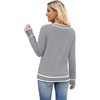 image:imageWIHOLL Lightweight Sweaters for Women Long Sleeve V Neck Knit Outfits with Decorative ButtonsColor Block Grey
