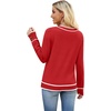 image:imageWIHOLL Lightweight Sweaters for Women Long Sleeve V Neck Knit Outfits with Decorative ButtonsColor Block Red