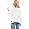 image:imageWIHOLL Lightweight Sweaters for Women Long Sleeve V Neck Knit Outfits with Decorative ButtonsColor Block White