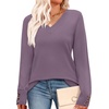 image:imageWIHOLL Lightweight Sweaters for Women Long Sleeve V Neck Knit Outfits with Decorative ButtonsGrey Purple