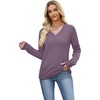 image:imageWIHOLL Lightweight Sweaters for Women Long Sleeve V Neck Knit Outfits with Decorative ButtonsGrey Purple