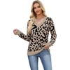 image:imageWIHOLL Lightweight Sweaters for Women Long Sleeve V Neck Knit Outfits with Decorative ButtonsLeopard