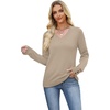 image:imageWIHOLL Lightweight Sweaters for Women Long Sleeve V Neck Knit Outfits with Decorative ButtonsLight Khaki