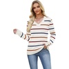 image:imageWIHOLL Lightweight Sweaters for Women Long Sleeve V Neck Knit Outfits with Decorative ButtonsStriped