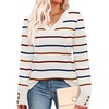 image:imageWIHOLL Lightweight Sweaters for Women Long Sleeve V Neck Knit Outfits with Decorative ButtonsStriped