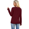 image:imageWIHOLL Lightweight Sweaters for Women Long Sleeve V Neck Knit Outfits with Decorative ButtonsWine