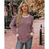 image:imageWIHOLL Long Sleeve Shirts for Women Lightweight Sweaters Fall Outfits 2026 Color Block Winter Clothing Dressy Casual SoftMauve