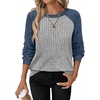image:imageWIHOLL Long Sleeve Shirts for Women Lightweight Sweaters Fall Outfits 2026 Color Block Winter Clothing Dressy Casual SoftNavy Blue Grey