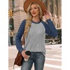 image:imageWIHOLL Long Sleeve Shirts for Women Lightweight Sweaters Fall Outfits 2026 Color Block Winter Clothing Dressy Casual SoftNavy Blue Grey