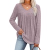 image:imageWIHOLL Long Sleeve Shirts for Women V Neck Lightweight Sweaters Casual Tunic Tops Outfits Fall Fashion Clothes 202610  Pink