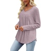 image:imageWIHOLL Long Sleeve Shirts for Women V Neck Lightweight Sweaters Casual Tunic Tops Outfits Fall Fashion Clothes 202610  Pink