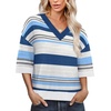 image:imageWIHOLL Oversized 34 Length Sleeve Womens Sweaters Crochet Fall Outfits1blue Striped