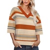 image:imageWIHOLL Oversized 34 Length Sleeve Womens Sweaters Crochet Fall Outfits1orange Striped