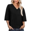 image:imageWIHOLL Oversized 34 Length Sleeve Womens Sweaters Crochet Fall OutfitsBlack