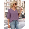 image:imageWIHOLL Oversized 34 Length Sleeve Womens Sweaters Crochet Fall OutfitsGrey Purple