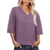 image:imageWIHOLL Oversized 34 Length Sleeve Womens Sweaters Crochet Fall OutfitsGrey Purple