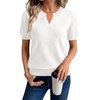 image:imageWIHOLL Short Sleeve Sweater Tops 2026 Spring Summer Trendy Knit Business Casual Essential V Neck Sweaters01  White