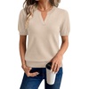 image:imageWIHOLL Short Sleeve Sweater Tops 2026 Spring Summer Trendy Knit Business Casual Essential V Neck Sweaters02  Apricot