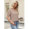 image:imageWIHOLL Short Sleeve Sweater Tops 2026 Spring Summer Trendy Knit Business Casual Essential V Neck Sweaters02  Brown
