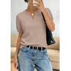 image:imageWIHOLL Short Sleeve Sweater Tops 2026 Spring Summer Trendy Knit Business Casual Essential V Neck Sweaters02  Brown