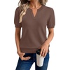 image:imageWIHOLL Short Sleeve Sweater Tops 2026 Spring Summer Trendy Knit Business Casual Essential V Neck Sweaters02  Coffee