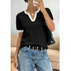 image:imageWIHOLL Short Sleeve Sweater Tops 2026 Spring Summer Trendy Knit Business Casual Essential V Neck Sweaters03  Black White
