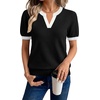 image:imageWIHOLL Short Sleeve Sweater Tops 2026 Spring Summer Trendy Knit Business Casual Essential V Neck Sweaters03  Black White